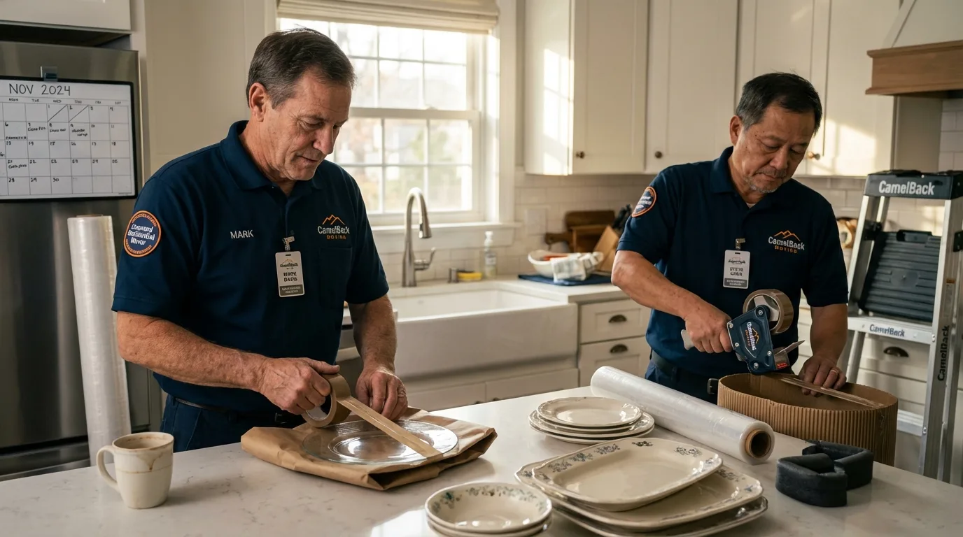 Professional crew packing kitchen dishware in Taneytown, MD